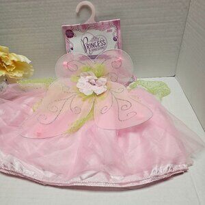 New Girls Kids Costume Dress Up Pink Princess Fairy Skirt Tutu Wings Mesh Floral